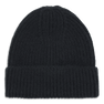 Nico Beanie i sort – ribstrikket vinterhue med foldet kant i blød uldblanding.