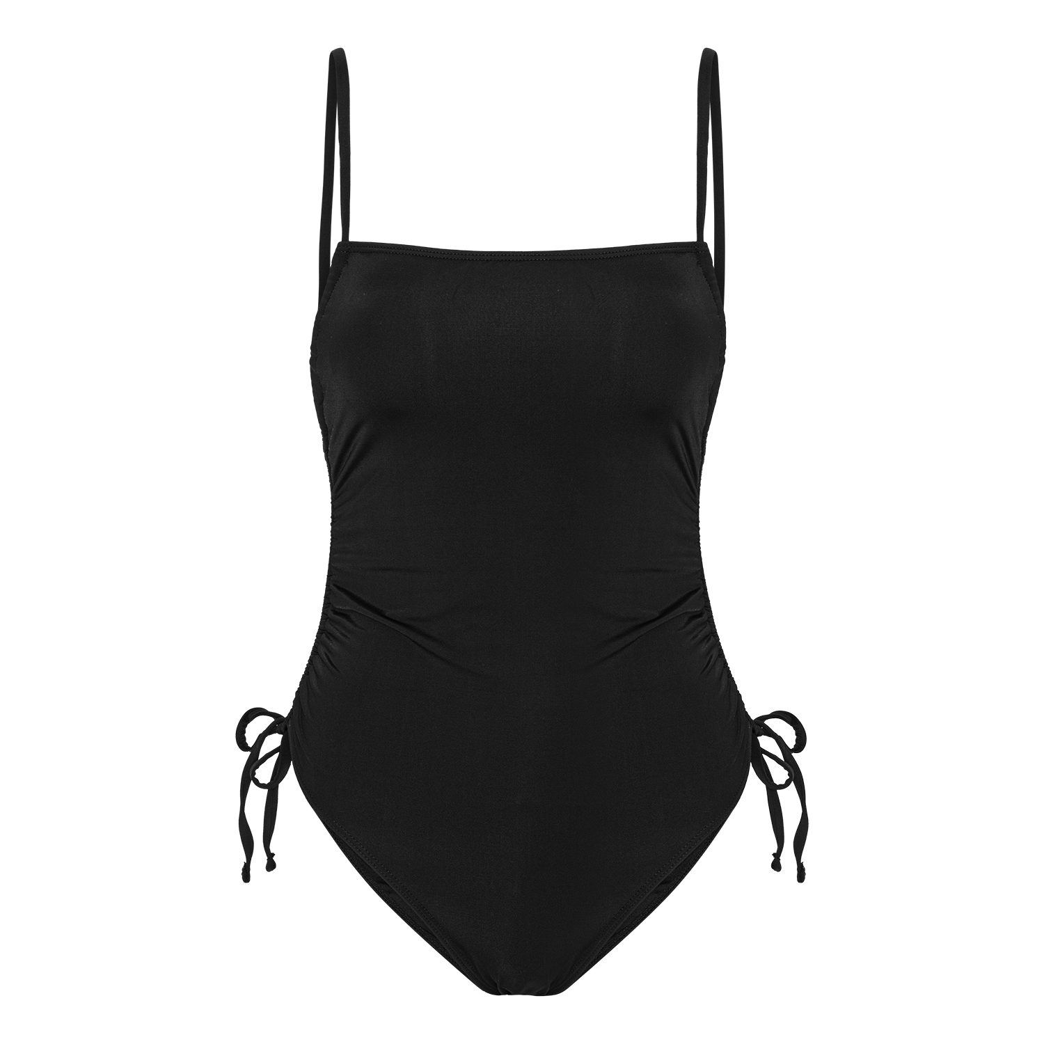 Bondi Swimsuit – sort badedragt med justerbare snører og fleksibel pasform.