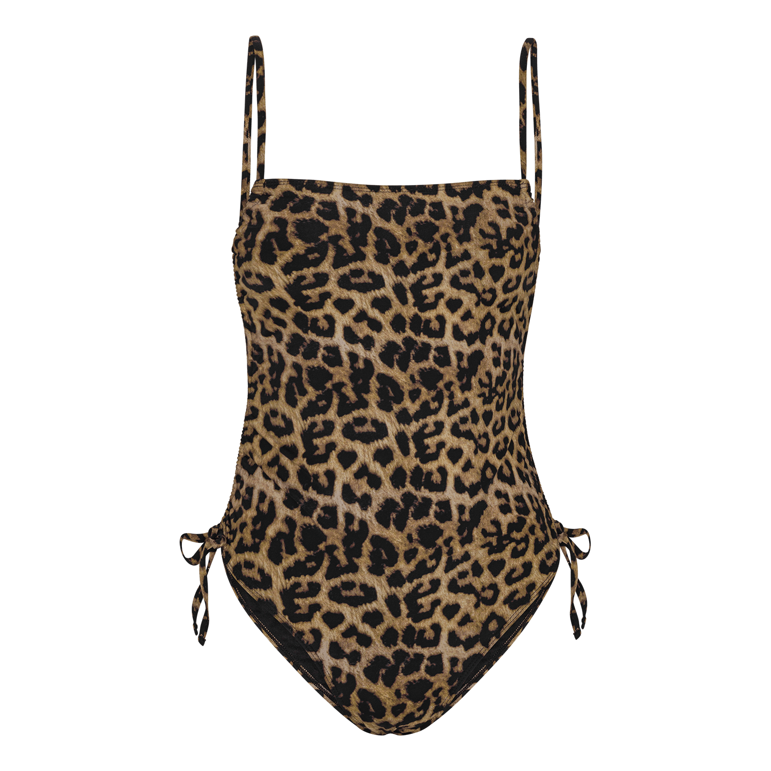 Bondi Swimsuit – leopard badedragt med justerbare snører og fleksibel pasform.