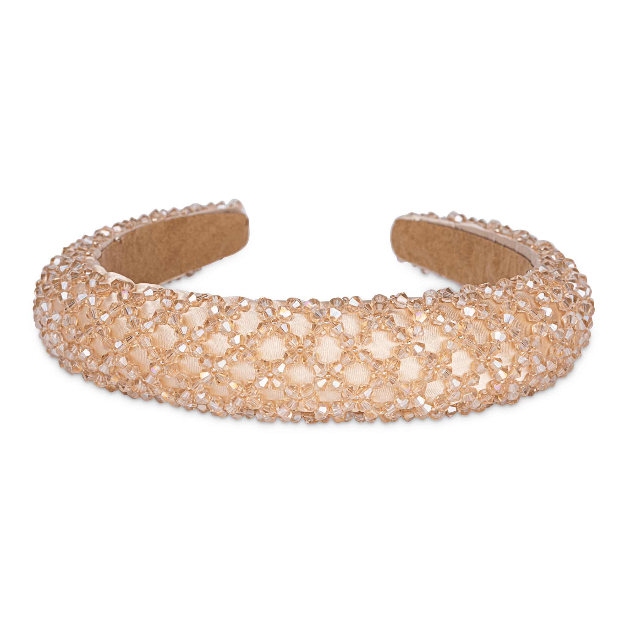 Gylden hårbøjle med perlebroderi fra SUI AVA