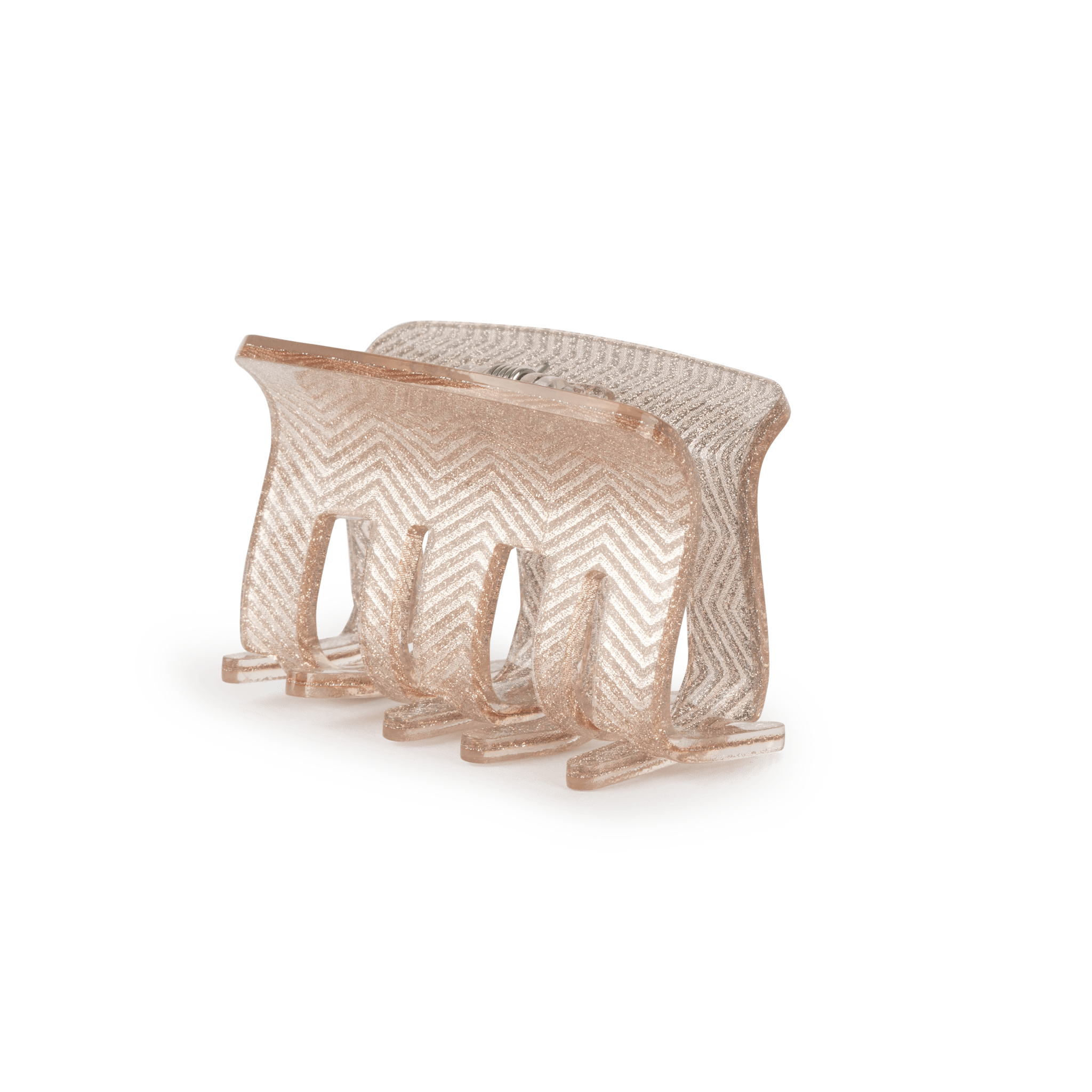 Fie Sunlight Mini hårklemme i glitrende beige med zigzag-mønster.
