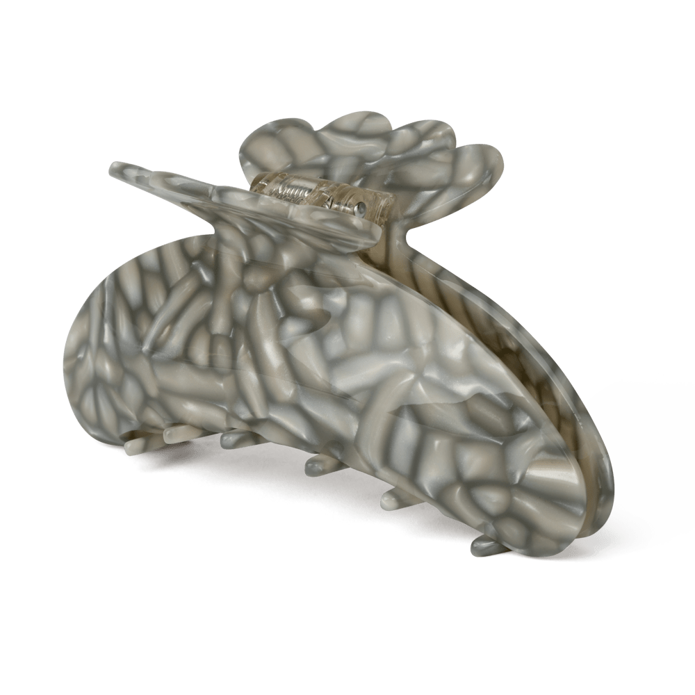 Helle Cloudy Big – Stor hårklemme i marmoreret beige og grå design