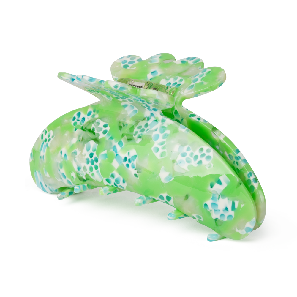 Helle Vibrations Big i lime – Stor hårklemme med unikt mønster og kraftigt greb.