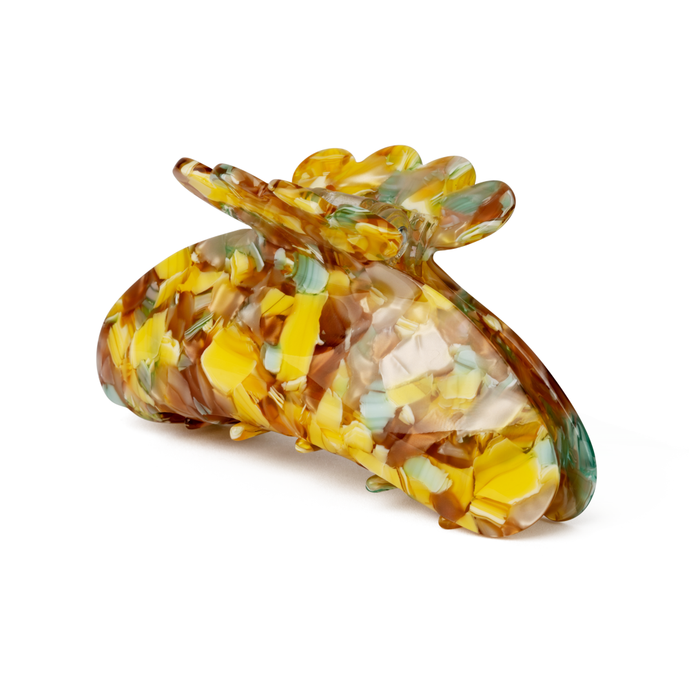 Helle Sunlight Big – Stor hårklemme med et mix af gule, brune og grønne nuancer.