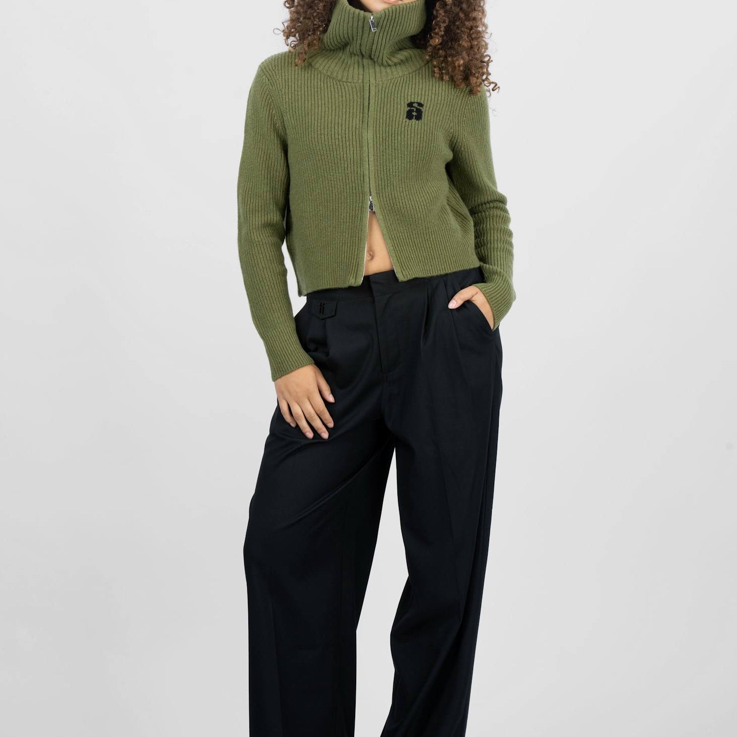 Two-Way Zip Wool Knit