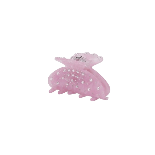 Helle Pearly Mini hårklemme i lyserød med perledetaljer.