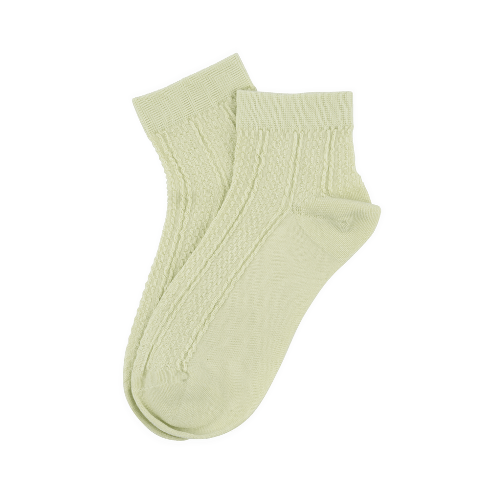 Sofie Ankle Socks – Lysegrønne ankelstrømper med struktur og ribkant
