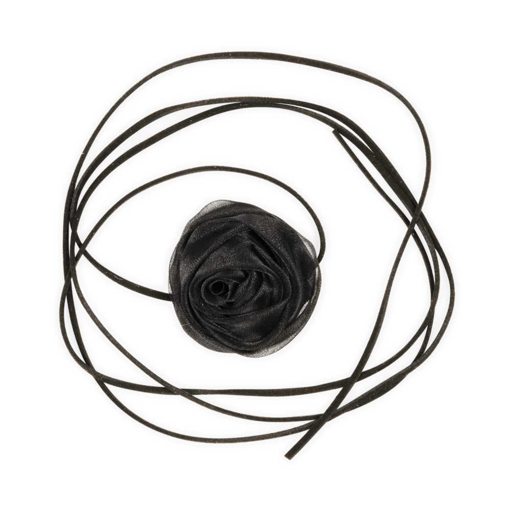 Sort satinrose med shimmer og lange bånd – La Mia Rosa Shimmer