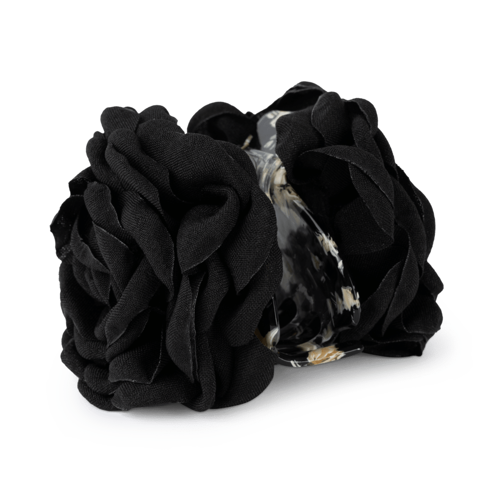 Rosa Hair Claw i Sort – stor hårklemme formet som en blomst, perfekt til elegante opsætninger og et sikkert greb.