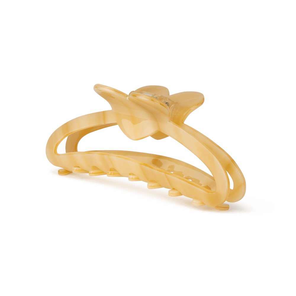 Mellem hårklemme i hjerteform – Open Heart Middle fra SUI AVA i cremegul akryl.