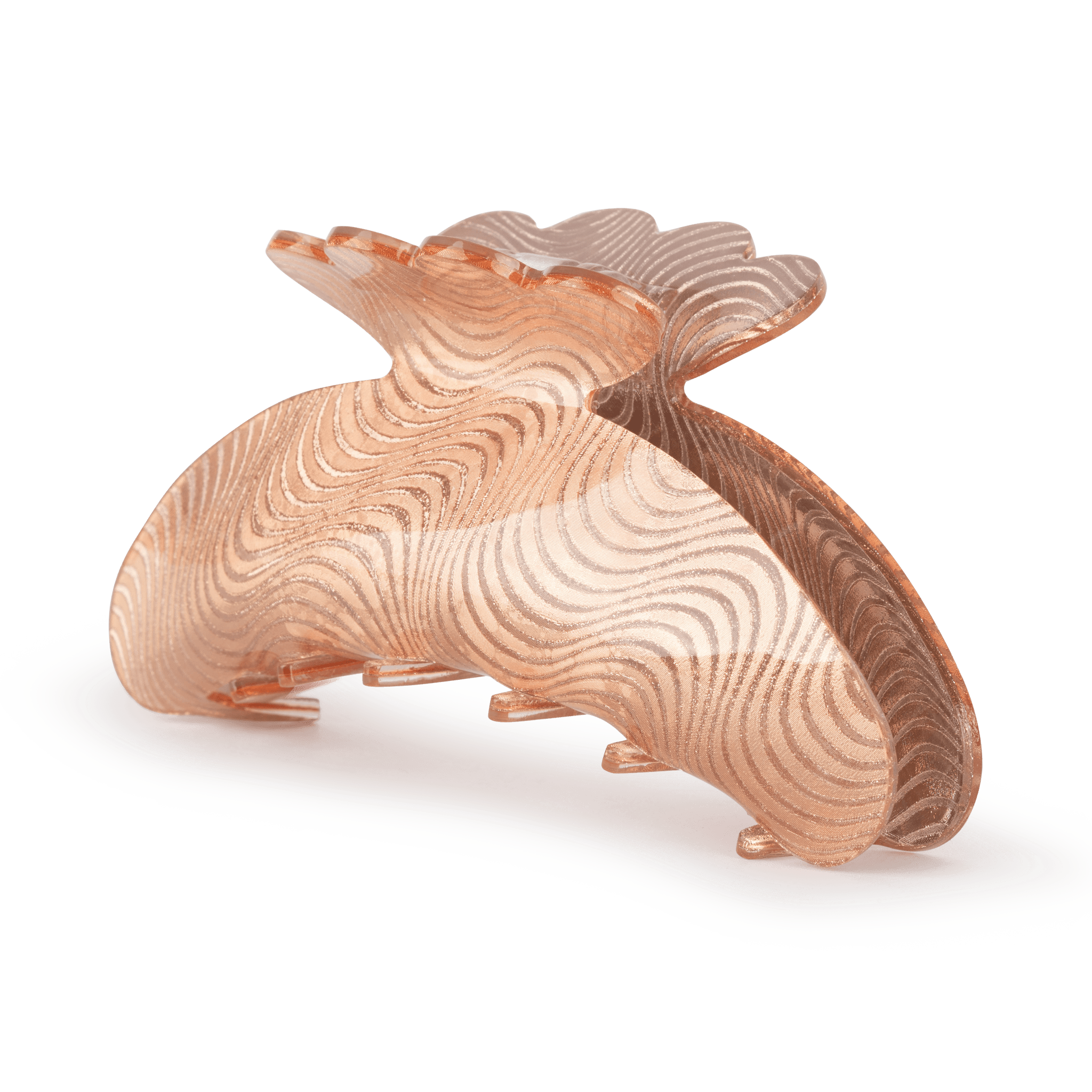 Stor rosa hårklemme med bølgemønster og glimmer – Helle Sprightly Big fra SUI AVA