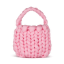 Sally Braided Bag – Håndflettet taske i baby pink med chunky, blødt design.