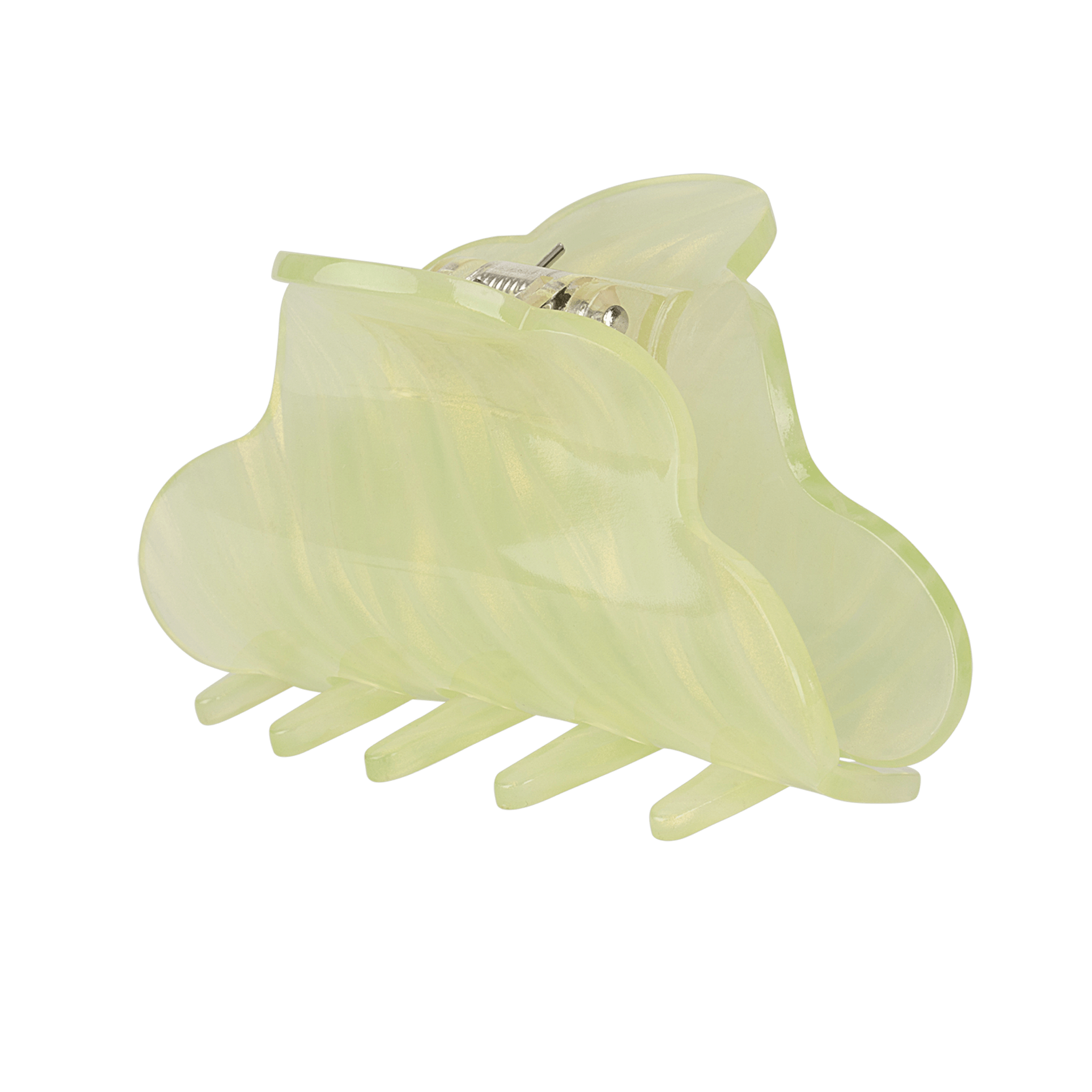 Stor perlemorsgrøn hårklemme i acetat med bølget design – Lene Bow Big