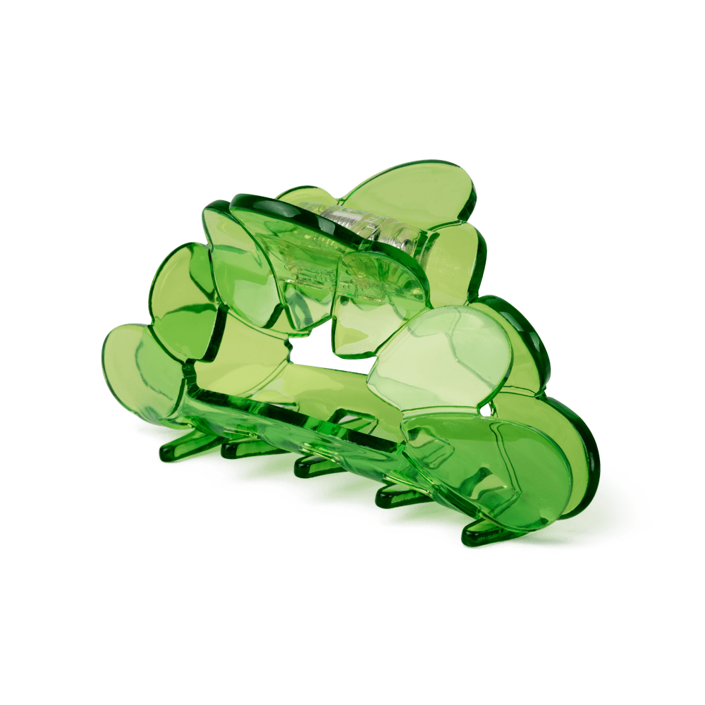 Elsa Move Big – Transparent limegrøn hårklemme med stærkt greb og stilrent design