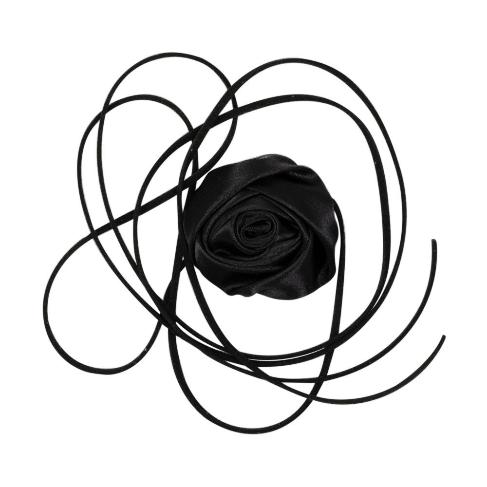 Sort satinrose med lange bånd – La Mia Rosa