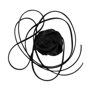 Sort satinrose med lange bånd – La Mia Rosa