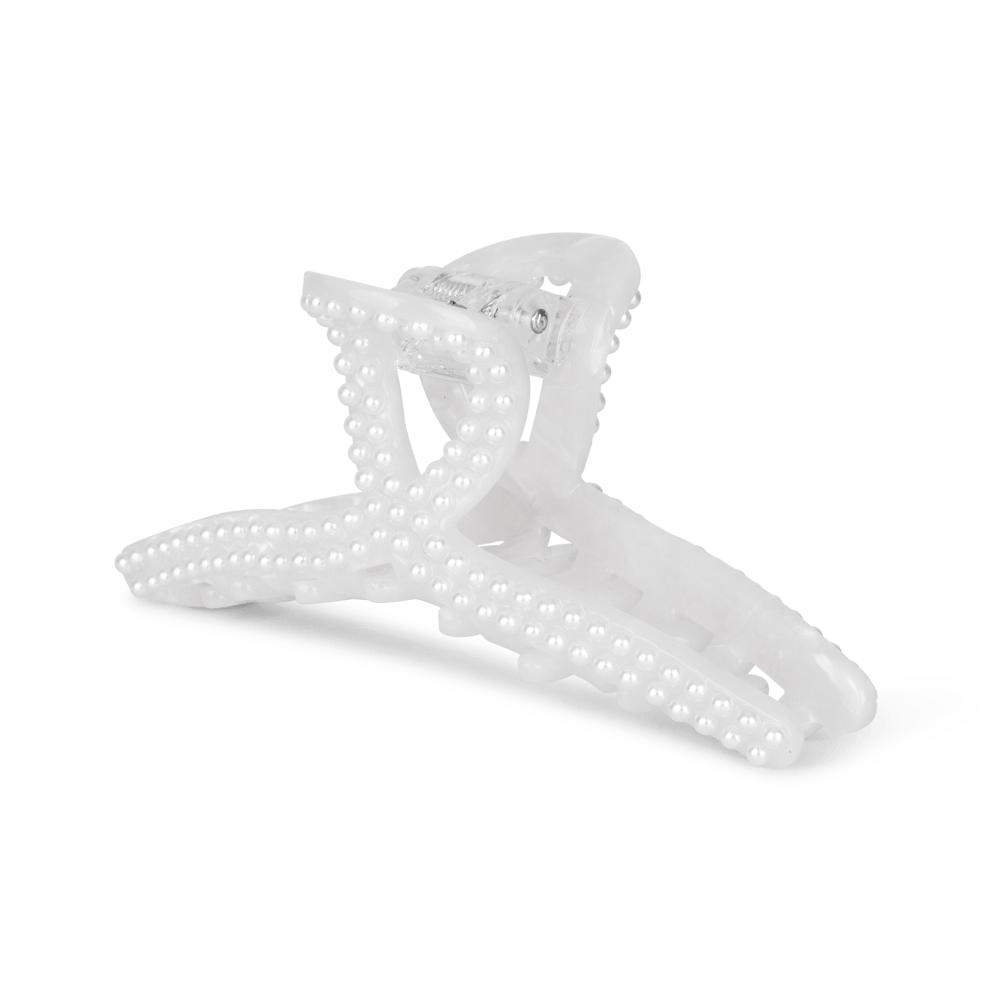 Agnes Bright Clip Big – hvid hårklemme med perler fra SUI AVA