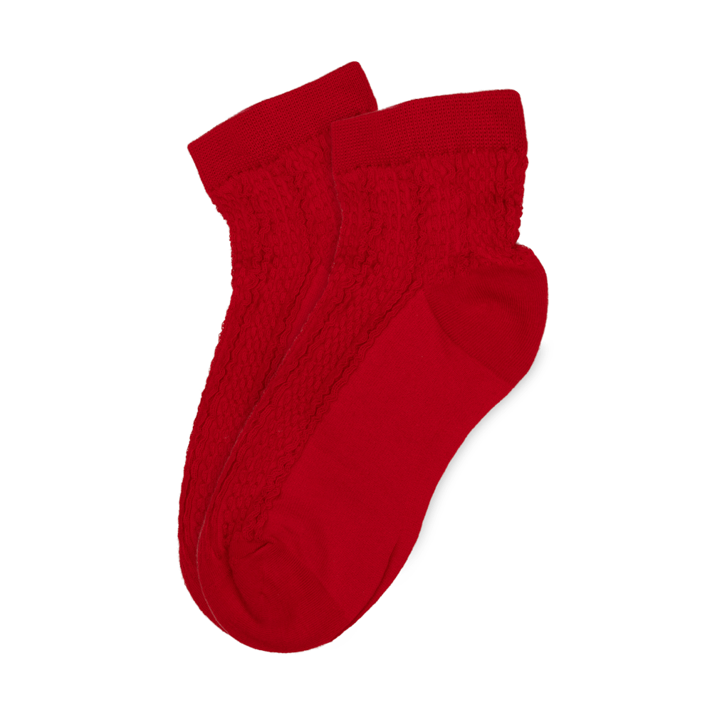 Sofie Ankle Socks – Røde ankelstrømper med strukturmønster