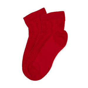 Sofie Ankle Socks – Røde ankelstrømper med strukturmønster