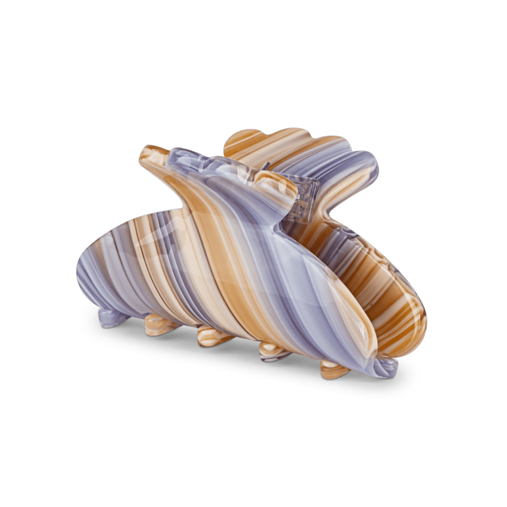 Helle Pretty Autumn Mini hårklemme med brune og lilla striber.