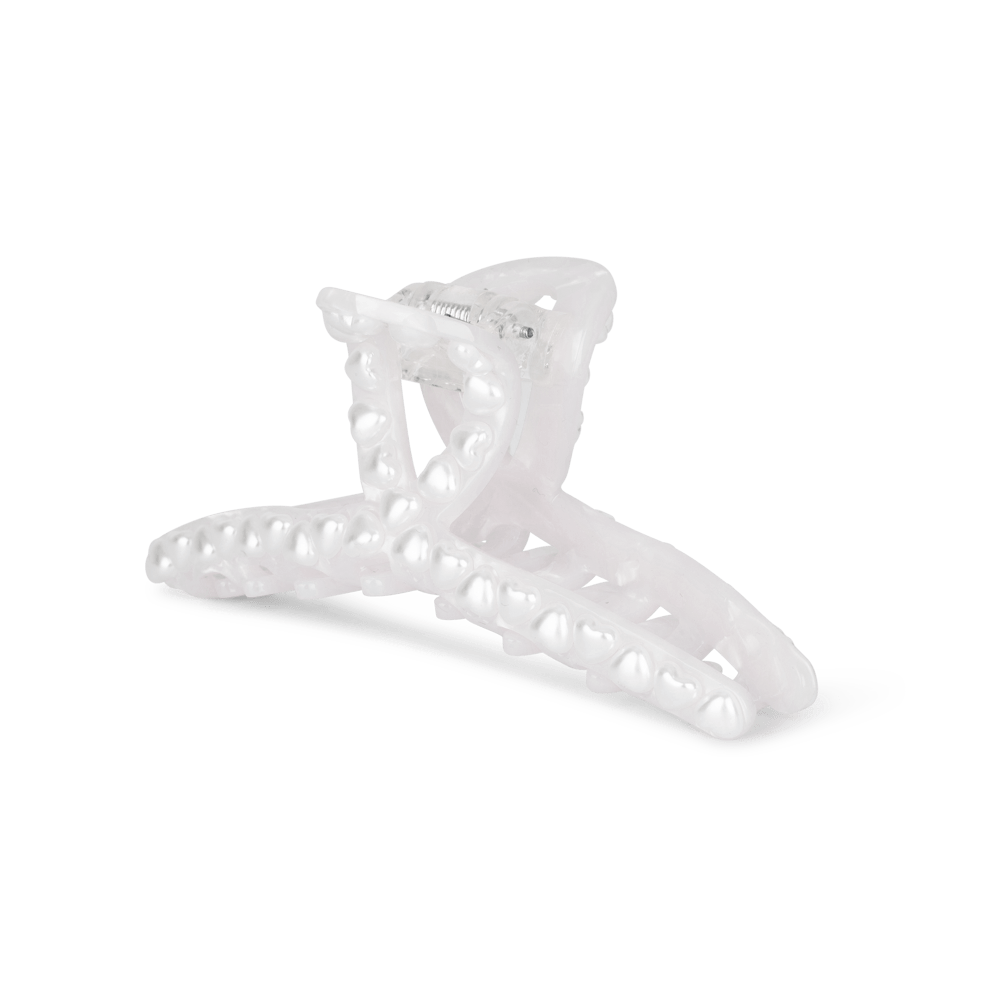 Stor hvid hårklemme med perlelook – Agnes Bright Clip Big fra SUI AVA