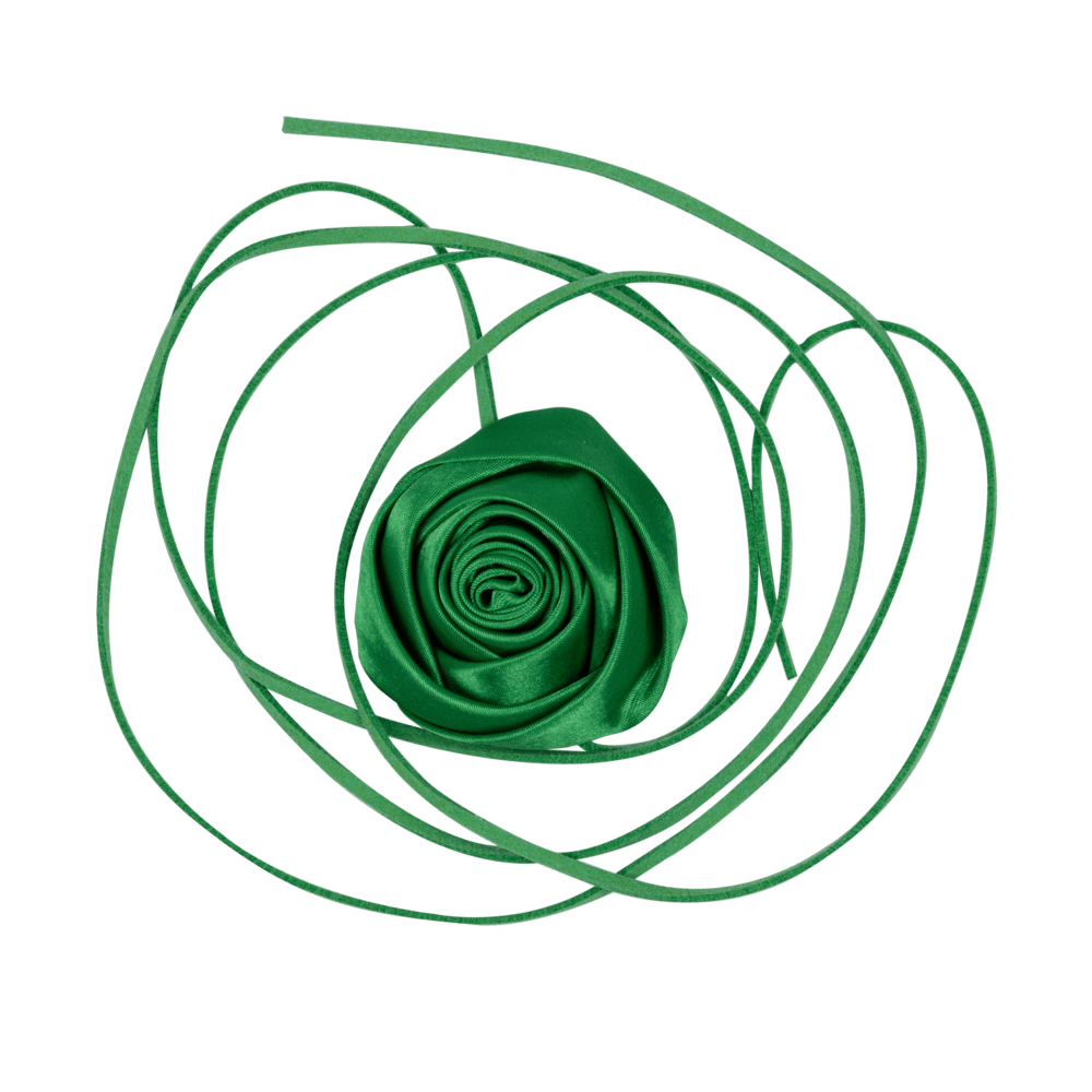 Grøn satinrose med lange bånd – La Mia Rosa