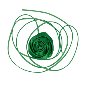 Grøn satinrose med lange bånd – La Mia Rosa