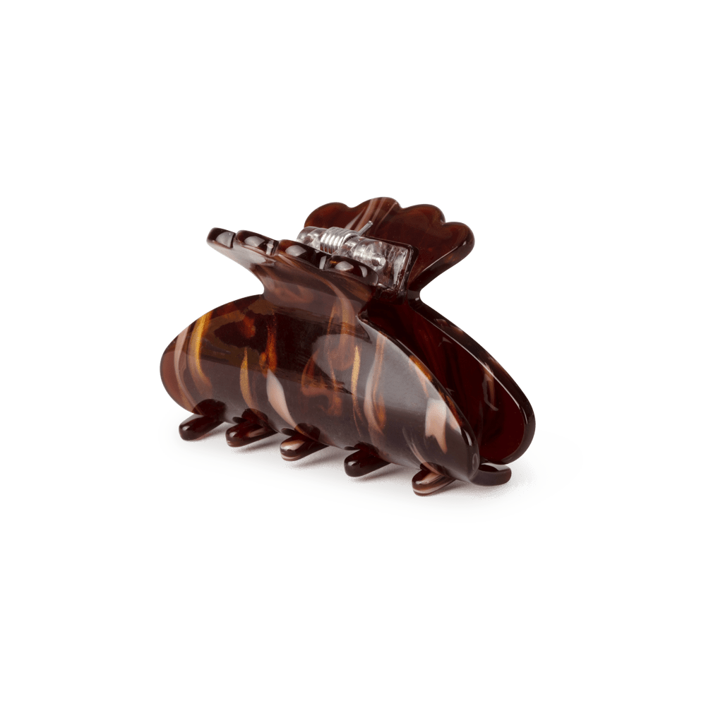 Helle Pretty Mini hårklemme i mørkebrun – lille hårklemme med klassisk design og stærkt greb, ideel til små sektioner og fine frisurer.