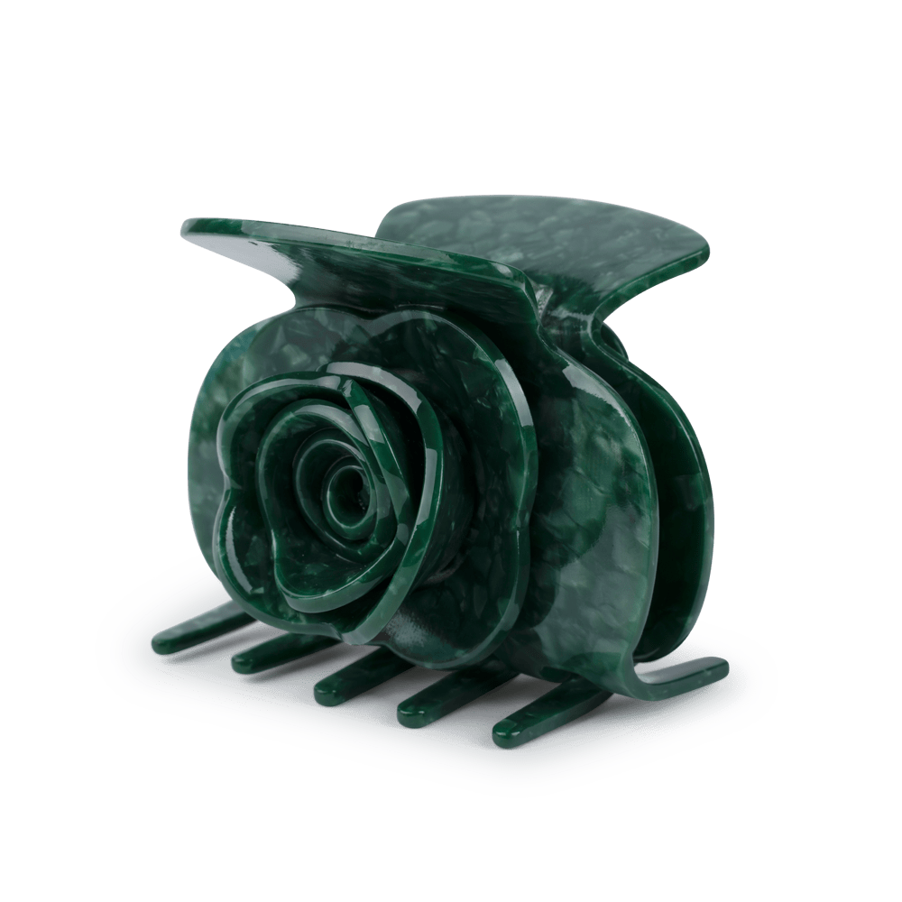 Mørkegrøn hårklemme formet som en stor rose – Rosie Big fra SUI AVA