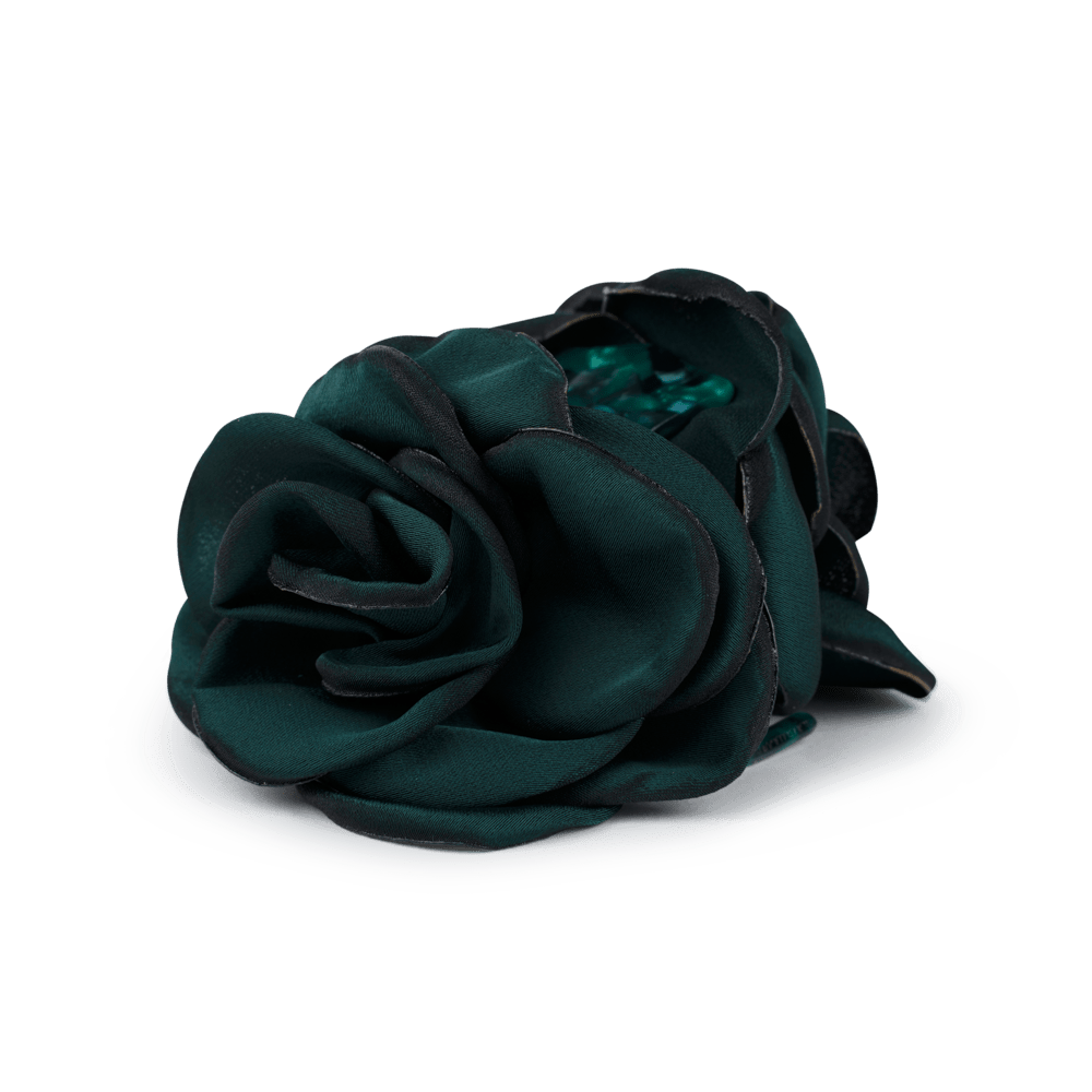 Blomsterformet hårklemme i mørkegrøn – Smooth Rosa Hair Claw fra SUI AVA