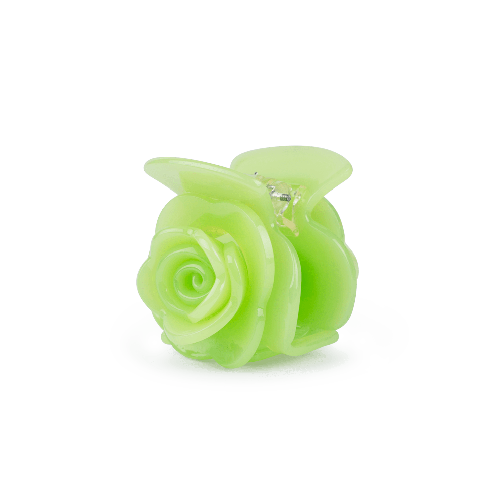 Rosie Mini hårklemme i Cool Matcha – lille hårklemme formet som en rose, ideel til fint hår eller små sektioner. Frisk og moderne nuance.