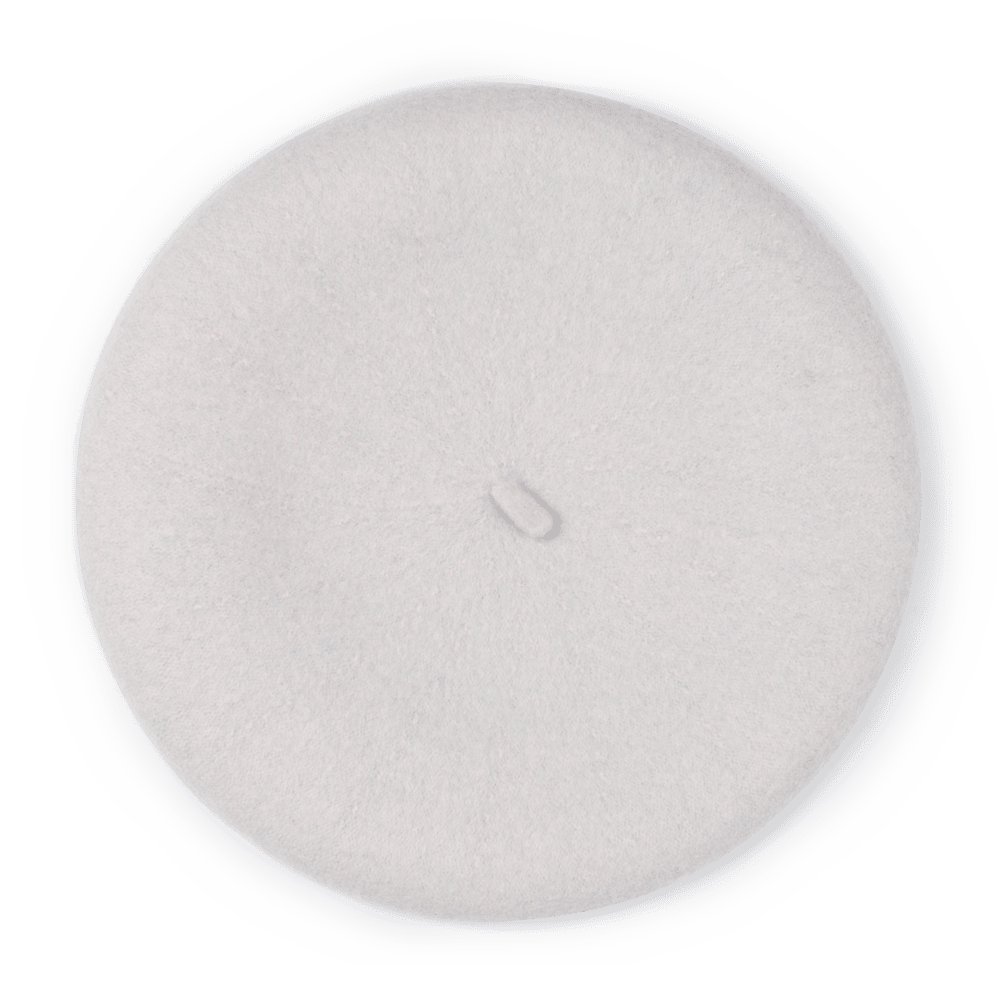 Lys grå baret i uld med klassisk form og lille stilk på toppen – fra SUI AVA