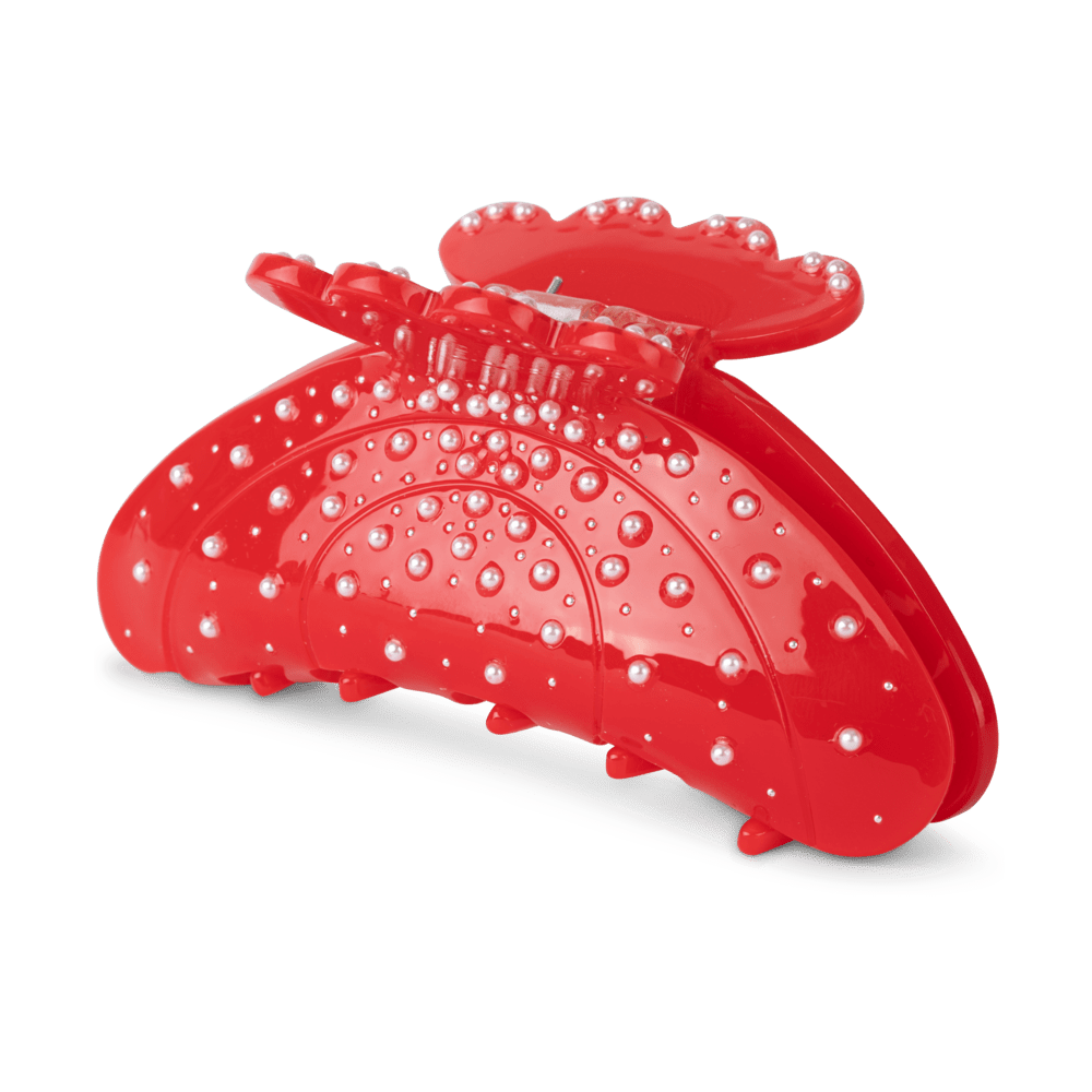 Rød hårklemme med perledetaljer – Helle Mai Middle fra SUI AVA.