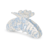 Stor hårklemme i perlemorshvid med blå glimmer og teksten "Aphrodite" - Helle Mother of Pearl Big fra SUI AVA