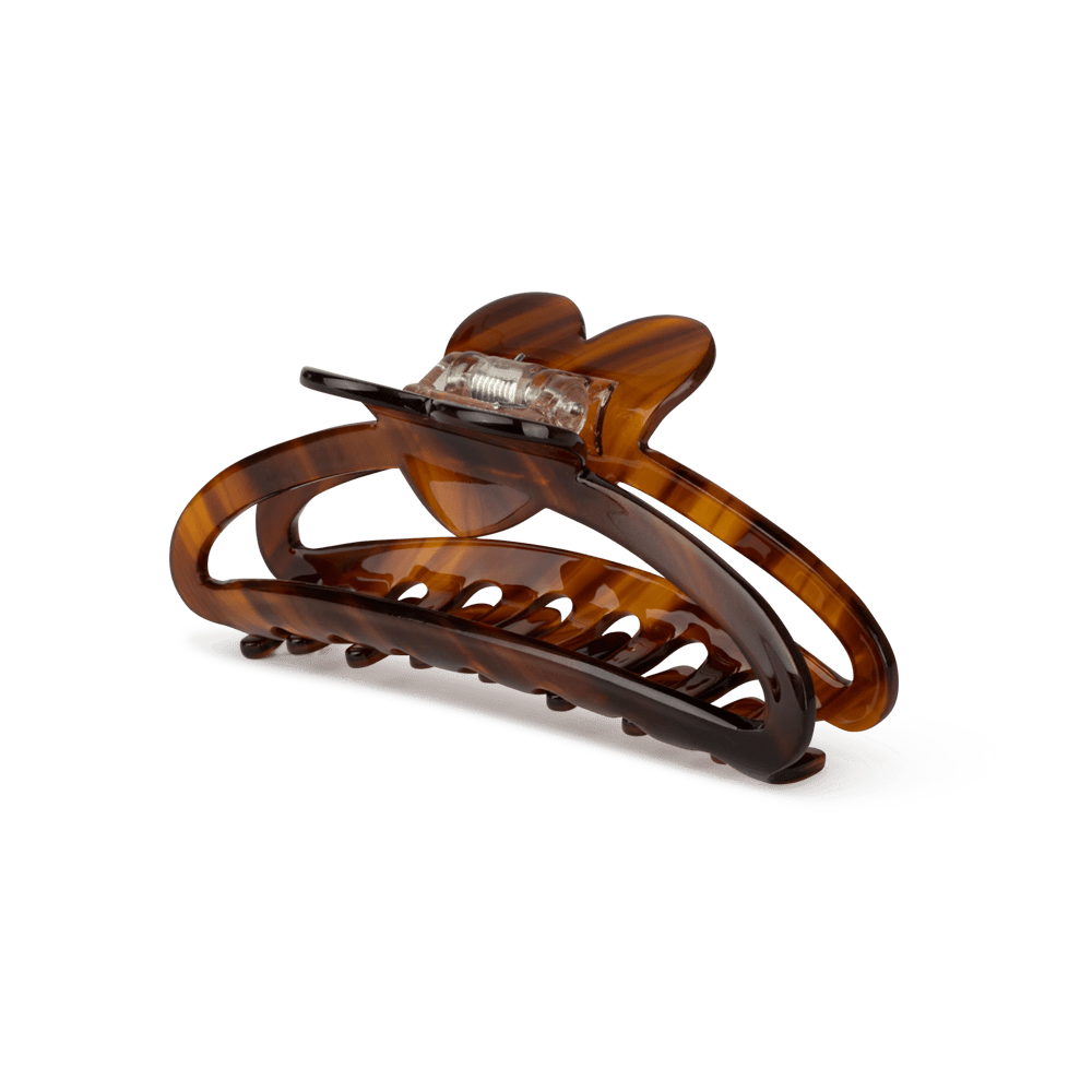 Open Heart Middle hårklemme i brun med hjerteformet design fra SUI AVA