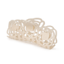 Rosie Giga hårklemme i cream – stor, let gennemsigtig hårklemme med rosemotiver, perfekt til langt og kraftigt hår.
