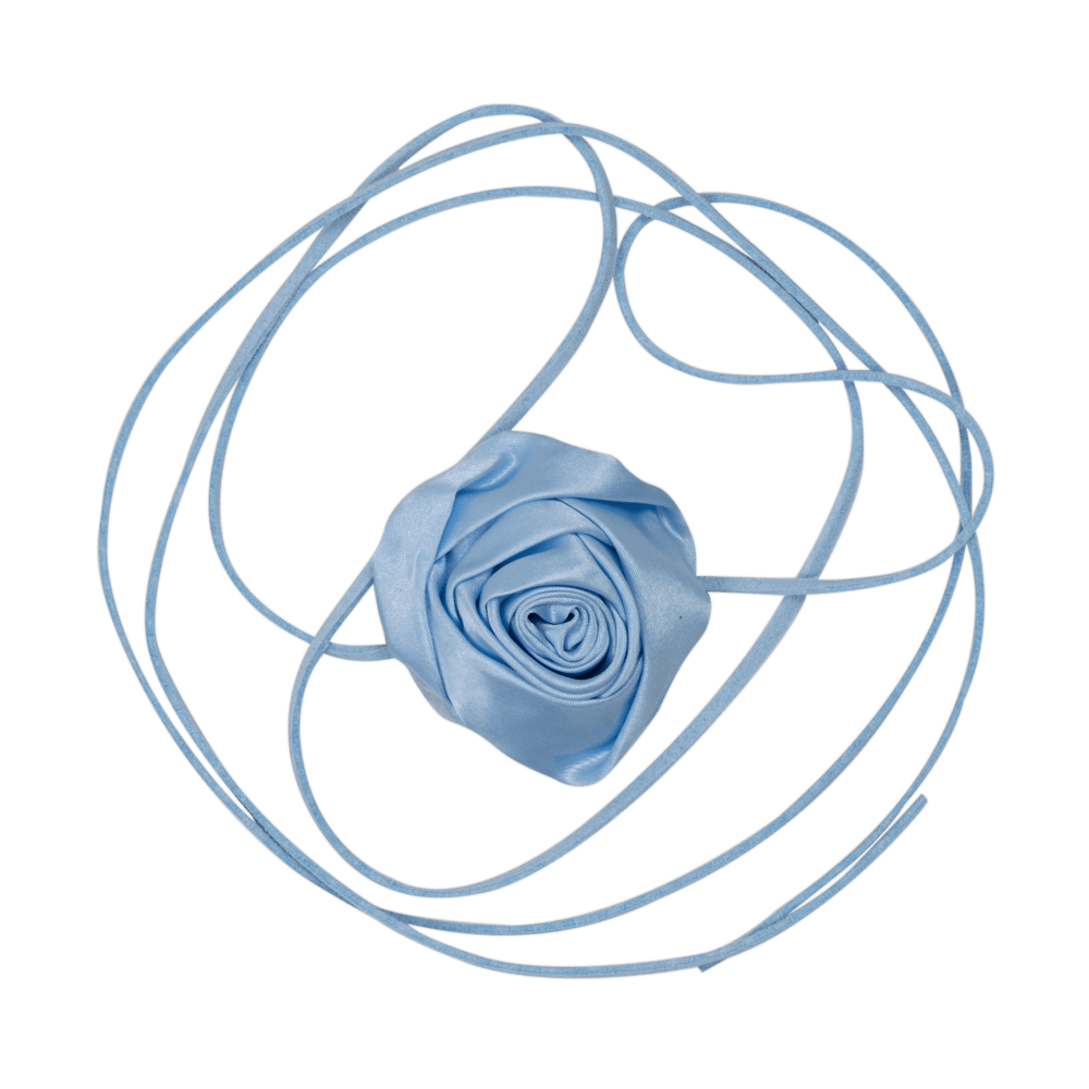 Lyseblå satinrose med lange bånd – La Mia Rosa