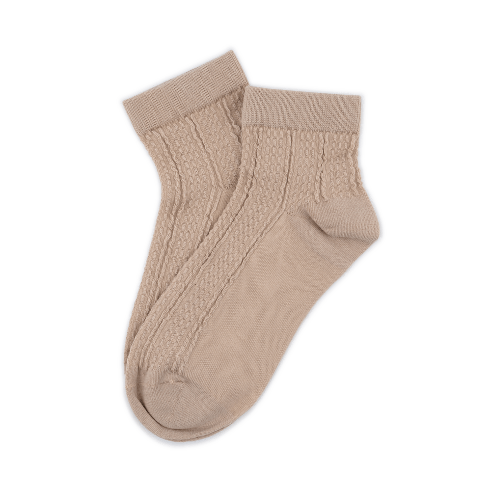 Sofie Ankle Socks – Beige ankelstrømper med strukturmønster