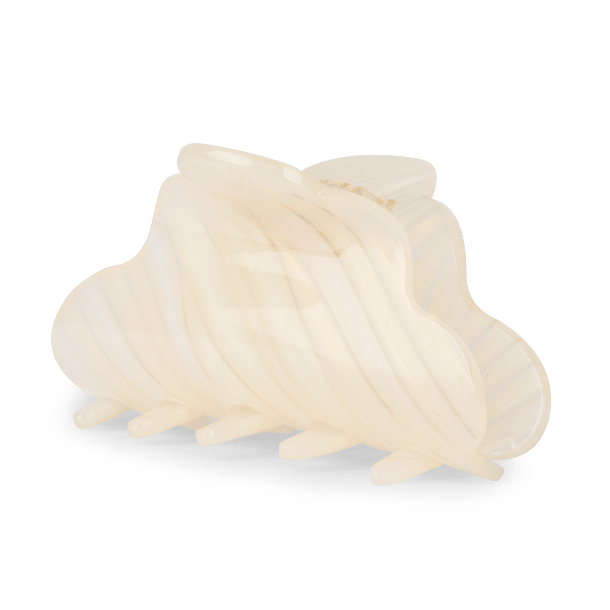 Stor hårklemme i creamfarvet perlemor med bølget design – Lene Bow Big