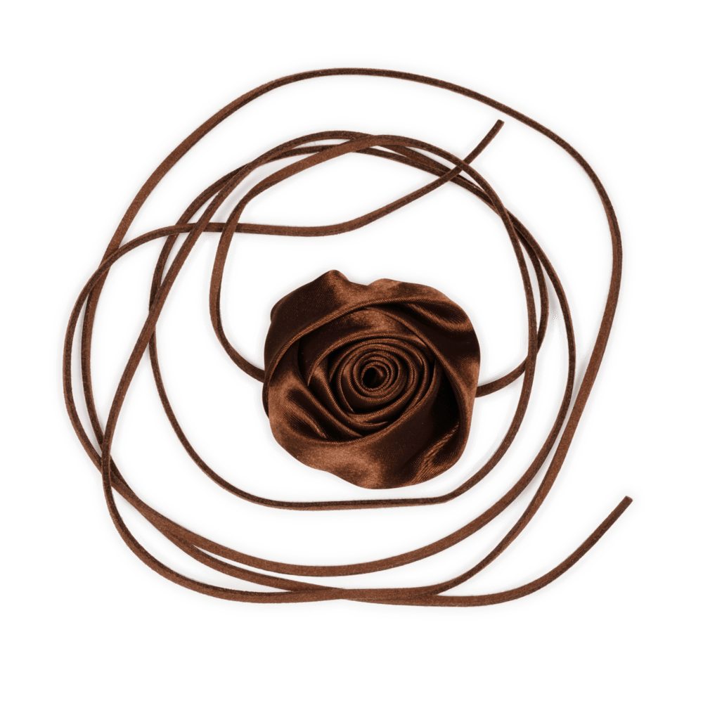 Brun satinrose med lange bånd – La Mia Rosa