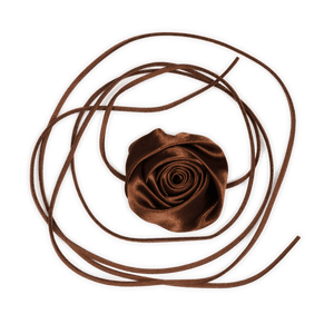 Brun satinrose med lange bånd – La Mia Rosa