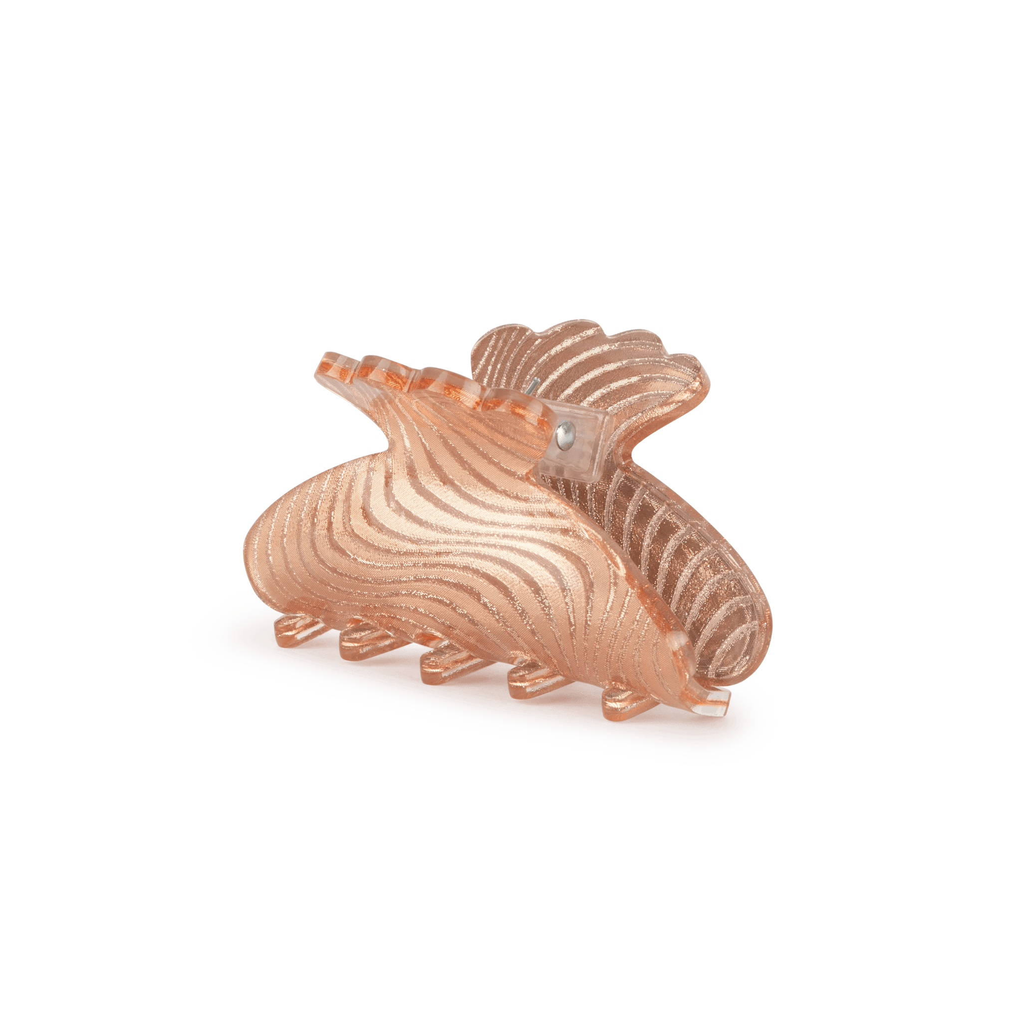 Helle Sprightly Mini hårklemme i rosa med glitrende bølgede striber.