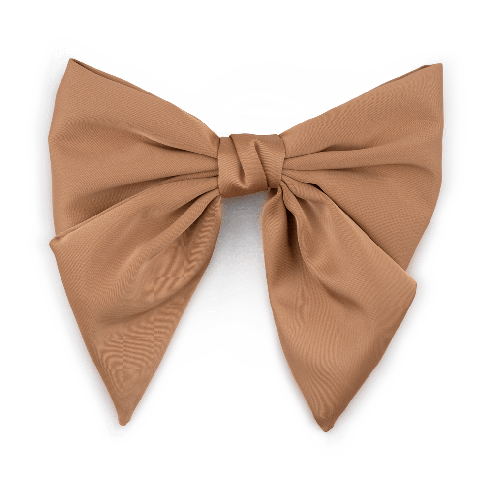 Sandfarvet satin sløjfe til håret – Smooth Bow fra SUI AVA
